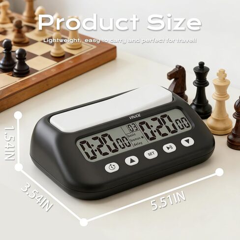 Vinjoe Chess Clock Digital Timer Timer Professional لألعاب الطاولة ، وموقت لعبة الشطرنج الرقمية المحمولة مع ميزات أساسية ومكافأة وتأخير ووقت إيجابي أفضل الهدايا لعيد الميلاد (الأزرق) in Kuwait