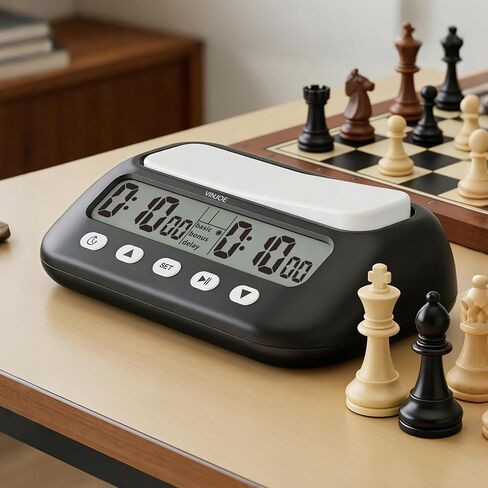 Vinjoe Chess Clock Digital Timer Timer Professional لألعاب الطاولة ، وموقت لعبة الشطرنج الرقمية المحمولة مع ميزات أساسية ومكافأة وتأخير ووقت إيجابي أفضل الهدايا لعيد الميلاد (الأزرق) in Kuwait
