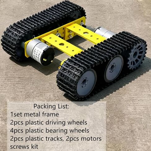 MiniTP100 Robot Tank Car Chassis Starter Kits for Arduino RaspberryPie MicroBit DIY STEAM Education Science Teaching Experiment, Premium Smart Metal Tracked Robotic Chassis Control Platform (Gold) in Kuwait