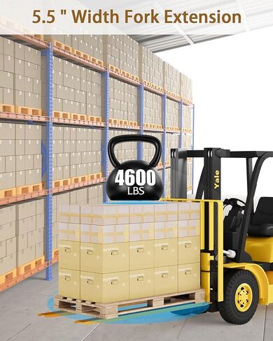 ملحقات شوكة الرافعة الشوكية شديدة التحمل - سعة 4600 رطل، هيكل فولاذي بعرض 5.5 بوصة - مناسب عالمي لمعظم شاحنات الرافعة الشوكية - لون أمان أصفر/برتقالي عالي الوضوح in Kuwait