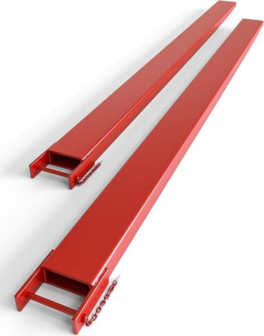 ملحقات شوكة الرافعة الشوكية شديدة التحمل مع سلسلة إطارات - عرض 4.5 بوصة، سعة 5500 رطل، سبائك فولاذية متينة، أحمر، زوج واحد - الحجم: طول 84 بوصة in Kuwait