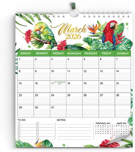 Tropical Floral 2025 Wall Calendar - Jan 2025 - Dec 2025 ، Dates Notes To -Do قائمة الذكرى السنوية والمواعيد ، الأفضل لمدرستك المنزلية أو الديكور in Saudi Arabia