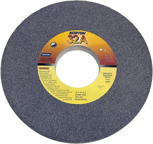 عجلة طحن مستقيمة مزججة من النوع T-1 بقطر 10 بوصة من Norton، أربور 3 بوصة، سمك 3/4 بوصة، صلابة I، 46 حبيبة، هيكل حبوب 32A in Kuwait