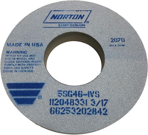 Norton 12 Inch Diameter Type T-1 Vitrified Straight Grinding Wheel, 5 Inch Arbor, 1-1/2 Inch Thick, I Hardness, 46 Grit, 5SG Grain Structure in Saudi Arabia