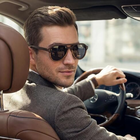 Aviator Wood Polarized Sunglasses - Cool Style Wooden Sun Glasses with Bamboo Case for Men and Women Perfect Gifts in Kuwait