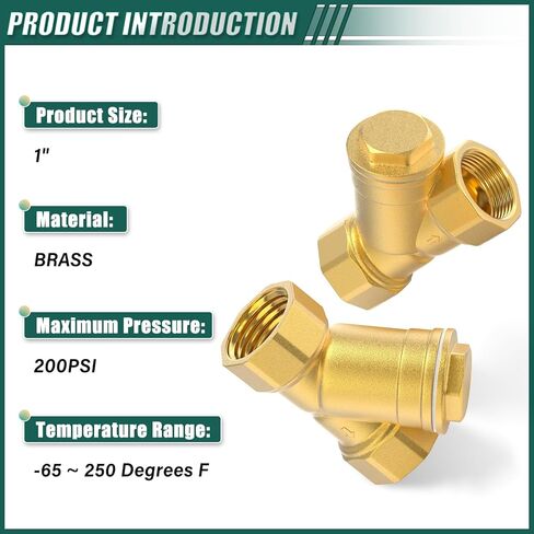 1PCS 1" Female Brass Y Shaped Strainer Filter Valve, Pipe Fittings Adaptor Connector, for Fuel/Air/Liquid/Oil/Gas in Kuwait