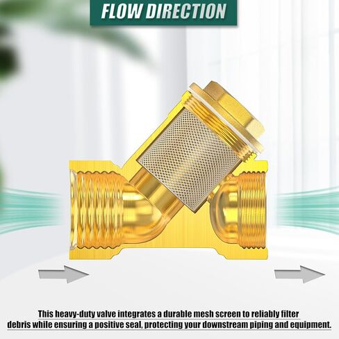 1PCS 1" Female Brass Y Shaped Strainer Filter Valve, Pipe Fittings Adaptor Connector, for Fuel/Air/Liquid/Oil/Gas in Kuwait