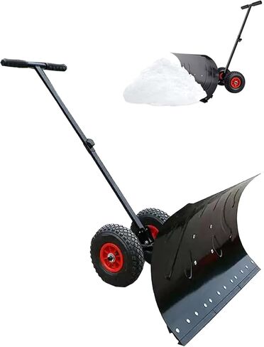 مجرفة دافعة للثلج قابلة للتعديل مع عجلات من ELEFOCUS - تصميم بمقبض مزدوج لإزالة الثلج على الممرات وممرات الباحات (مقبض واحد) in Kuwait