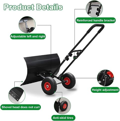 مجرفة الثلج المتدحرجة شديدة التحمل من ELEFOCUS بمقبض قابل للتعديل، شفرة إزالة الجليد والثلج بعرض 74 * 42 سم، مع عجلات in Kuwait