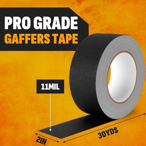 شريط جافرز 10 عبوات، شريط جاف أسود 2 بوصة × 30 ياردة (11 مل)، درجة احترافية، لمسة نهائية غير لامعة غير عاكسة، تثبيت قوي، سهل التمزق، شريط أرضي خالٍ من البقايا للأسلاك الكهربائية - إجمالي 300 ياردة in Kuwait