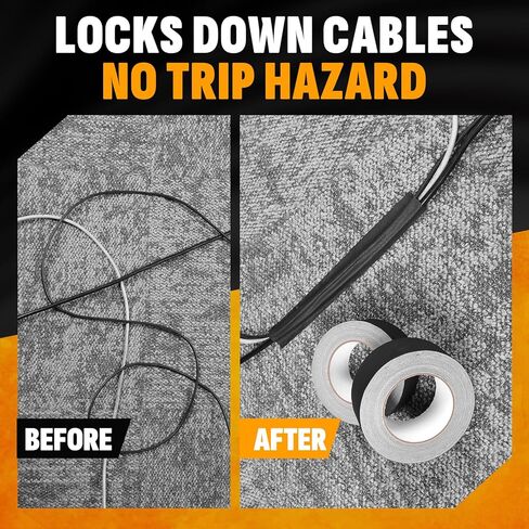 شريط جافرز 10 عبوات، شريط جاف أسود 2 بوصة × 30 ياردة (11 مل)، درجة احترافية، لمسة نهائية غير لامعة غير عاكسة، تثبيت قوي، سهل التمزق، شريط أرضي خالٍ من البقايا للأسلاك الكهربائية - إجمالي 300 ياردة in Kuwait