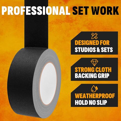 شريط جافرز 10 عبوات، شريط جاف أسود 2 بوصة × 30 ياردة (11 مل)، درجة احترافية، لمسة نهائية غير لامعة غير عاكسة، تثبيت قوي، سهل التمزق، شريط أرضي خالٍ من البقايا للأسلاك الكهربائية - إجمالي 300 ياردة in Kuwait