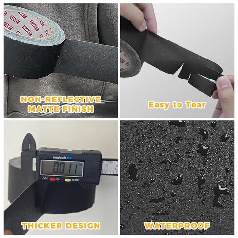 SWRT 2’’ x 30 Yards Gaffers Tape, 11 Mil Industrial Grade Gaffer Tape, Reinforced Adhesion, Easily Remove No Residue, Professional Matte Finish No Reflection, Black in Saudi Arabia