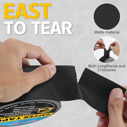 Black Gaffers Tape 4 Inch x 30 Yards - Heavy Duty, Waterproof, No Residue, Non-Reflective, Easy Tear Gaffers Stage Tape - Multipurpose in Kuwait