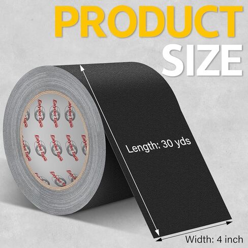 Black Gaffers Tape 4 Inch x 30 Yards - Heavy Duty, Waterproof, No Residue, Non-Reflective, Easy Tear Gaffers Stage Tape - Multipurpose in Kuwait
