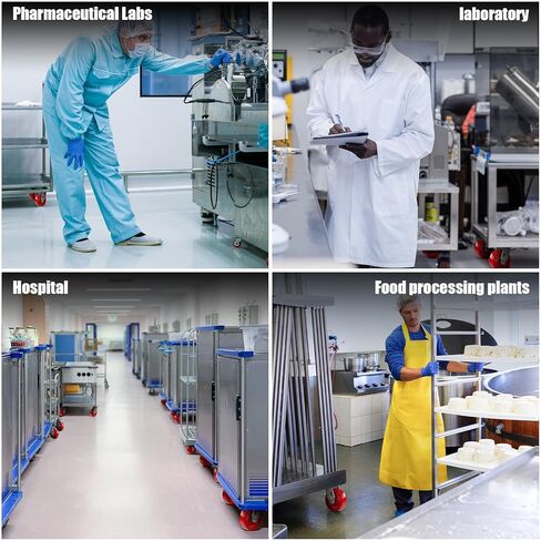 عجلات شديدة التحمل مقاس 5 × 1.5 بوصة، عجلة من البولي يوريثين الصلبة باللون الأحمر، محمل كروي دقيق، عجلات صناعية لمعالجة الأغذية والمستشفيات والمختبرات - سعة 2800 رطل (2 فرامل و2 صلبة) in Kuwait