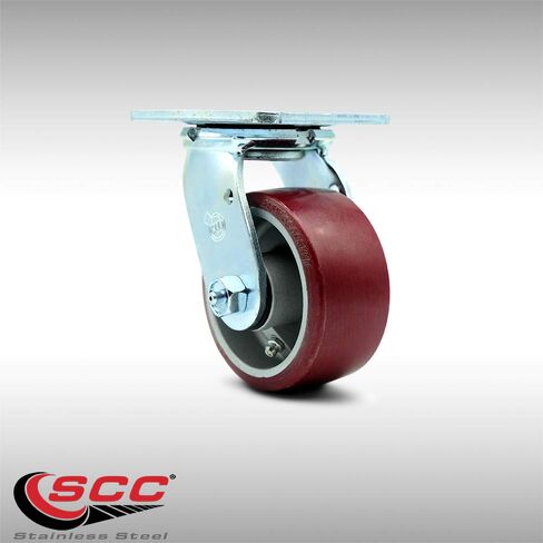 Stainless Steel Heavy Duty Swivel Top Plate Caster with 4 Inch Polyurethane on Aluminum Wheel and Ball Bearings - 700 lbs. Capacity/Caster - Service Caster Brand in Saudi Arabia