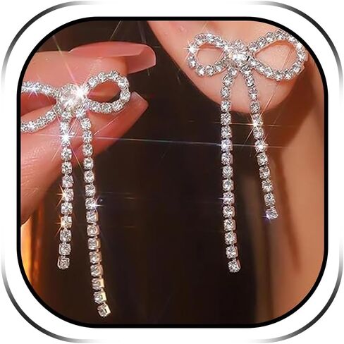 أقراط القوس للنساء القوس الأسود أقراط القوس القوس راينستون يتدلى أقراط القوس عقدة المستعار الطويل أقراط القوس القوس المجوهرات القوس للنساء (أسود) in Kuwait