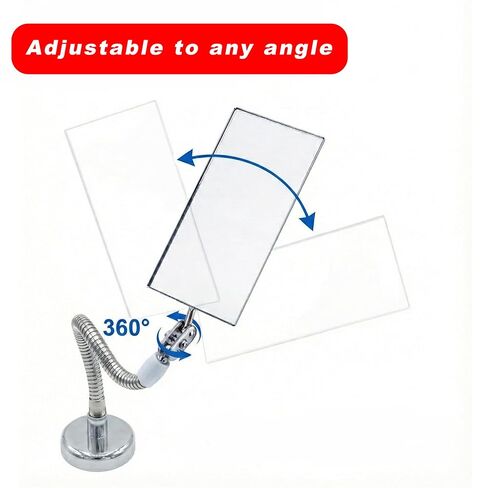 أداة مرآة فحص مغناطيسية مع رأس دوار 360 درجة قابل للتعديل، مرآة لحام للميكانيكا والسيارات، عصا تلسكوبية للأماكن الضيقة والبقع العمياء، فضية in Kuwait