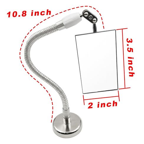 أداة مرآة فحص مغناطيسية مع رأس دوار 360 درجة قابل للتعديل، مرآة لحام للميكانيكا والسيارات، عصا تلسكوبية للأماكن الضيقة والبقع العمياء، فضية in Kuwait