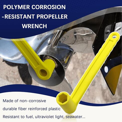 1-1/16" Marine Propeller Nut Wrench, Light Weight Rustproof Polymer Tool with Comfortable Grip, Fits Mercury Mercruiser Alpha OMC Johnson Evinrude Outboard, Yellow in Kuwait