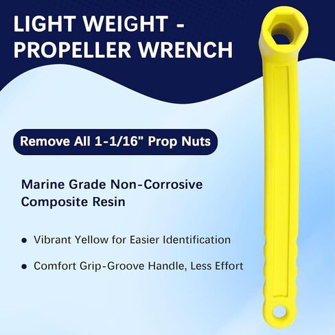 1-1/16" Marine Propeller Nut Wrench, Light Weight Rustproof Polymer Tool with Comfortable Grip, Fits Mercury Mercruiser Alpha OMC Johnson Evinrude Outboard, Yellow in Kuwait