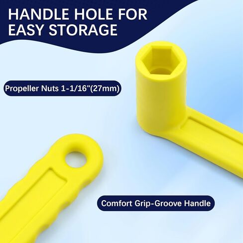 1-1/16" Marine Propeller Nut Wrench, Light Weight Rustproof Polymer Tool with Comfortable Grip, Fits Mercury Mercruiser Alpha OMC Johnson Evinrude Outboard, Yellow in Kuwait