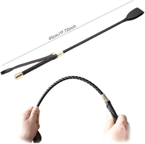 مجموعة سوط الحصان MORECP2-Pack - 18 بوصة مزدوجة الصفع و19 بوصة - مقبض خشبي مضاد للانزلاق من جلد البولي يوريثان - سوط الحصان الأسود MP03 in Kuwait