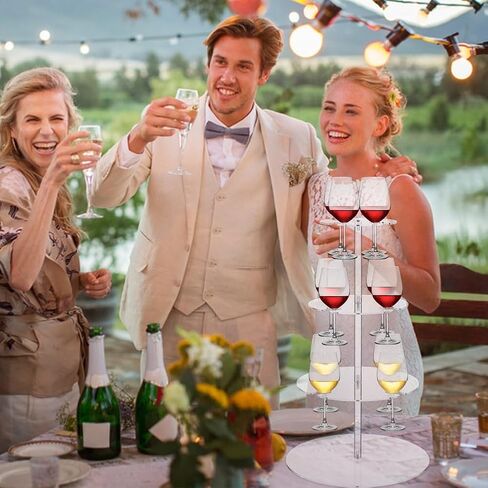 UNICRAFTALE Acrylic Champagne Tower Stand Round Cocktail Tree Rack with 12 Slots 3-Tier Drink Holder Wine Glass Display Champagne Flute Stand for Weddings Parties Christmas Decor in Saudi Arabia