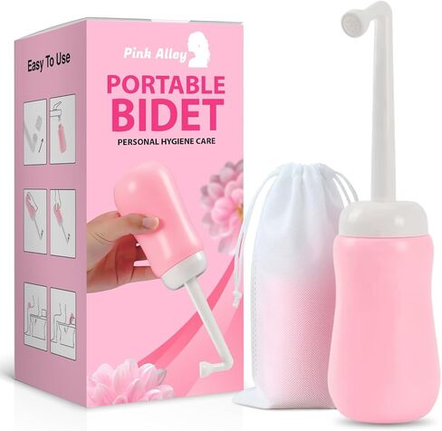 Portable Bidet Bottle for Women - Personal Upside Down Peri Bottle for Feminine Hygiene, Postpartum & Period Care with Angled Sprayer & Storage Bag - Perfect for Travel & New Moms (10 oz) in Kuwait