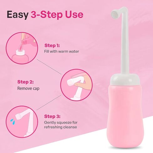 Portable Bidet Bottle for Women - Personal Upside Down Peri Bottle for Feminine Hygiene, Postpartum & Period Care with Angled Sprayer & Storage Bag - Perfect for Travel & New Moms (10 oz) in Kuwait