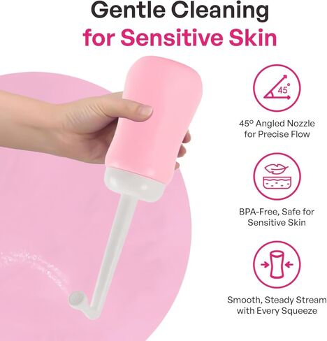 Portable Bidet Bottle for Women - Personal Upside Down Peri Bottle for Feminine Hygiene, Postpartum & Period Care with Angled Sprayer & Storage Bag - Perfect for Travel & New Moms (10 oz) in Kuwait