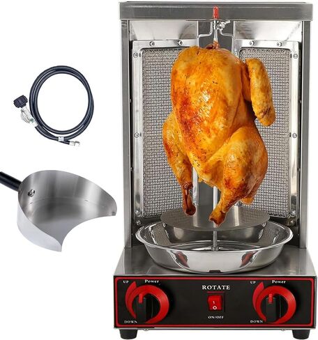 آلة كباب البروبان دونر، آلة الشاورما التجارية، شواية جيروسكوبية مع شعلتين، شواية عمودية، للمطبخ المنزلي (موقد الشواء) in Kuwait