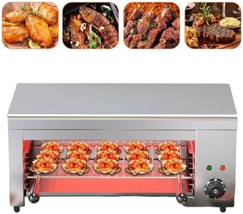 Stainless Steel Steak Broiler, Commercial Salamander Broiler, 120-570°F Temperature Adjustable for Beef Chicken Vegetables in Kuwait