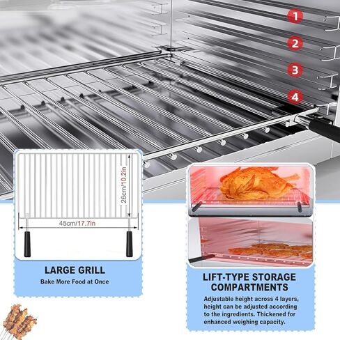 Stainless Steel Steak Broiler, Commercial Salamander Broiler, 120-570°F Temperature Adjustable for Beef Chicken Vegetables in Kuwait