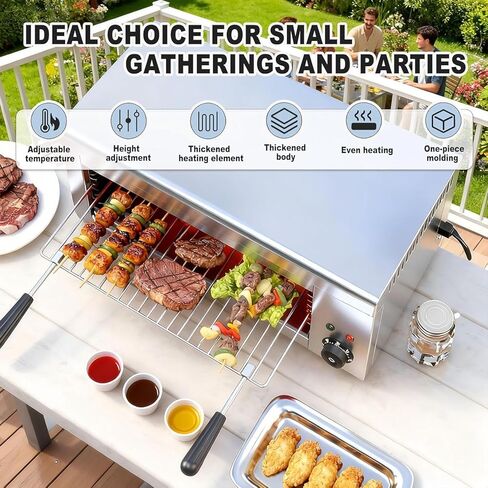 Stainless Steel Steak Broiler, Commercial Salamander Broiler, 120-570°F Temperature Adjustable for Beef Chicken Vegetables in Kuwait