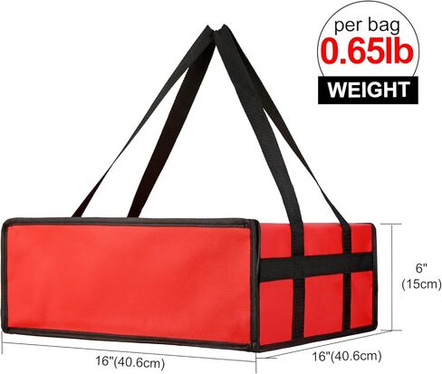 Bodaon Pizza Bags for Delivery 16" x 16" x 6" – Compact Pizza Bag Holds Up to 3 Boxes, Foldable Thermal Carrier Cooler for Delivery Drivers in Kuwait