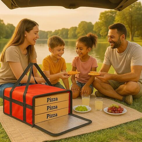 Bodaon Pizza Bags for Delivery 16" x 16" x 6" – Compact Pizza Bag Holds Up to 3 Boxes, Foldable Thermal Carrier Cooler for Delivery Drivers in Kuwait