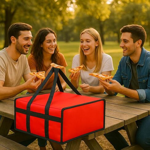 Bodaon Pizza Bags for Delivery 16" x 16" x 6" – Compact Pizza Bag Holds Up to 3 Boxes, Foldable Thermal Carrier Cooler for Delivery Drivers in Kuwait