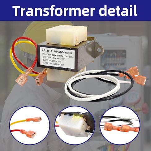 46-24124-06 محول HVAC للفرن 46-24124-06 BE161640GDD 29M7101،40VA 120/24V قناة 2 فتحة تركيب محول فرن محدد يؤدي مع 1/4 بوصة معزولة أنثى وصلات سريعة in Saudi Arabia