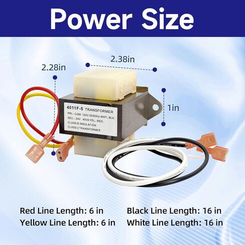 46-24124-06 محول HVAC للفرن 46-24124-06 BE161640GDD 29M7101،40VA 120/24V قناة 2 فتحة تركيب محول فرن محدد يؤدي مع 1/4 بوصة معزولة أنثى وصلات سريعة in Saudi Arabia