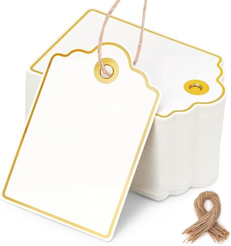 Vgoodall 50pcs علامات الورق ، 2 × 3 بوصات علامات فارغة مع علامات اسم السلسلة لحفلة عيد الميلاد in Kuwait