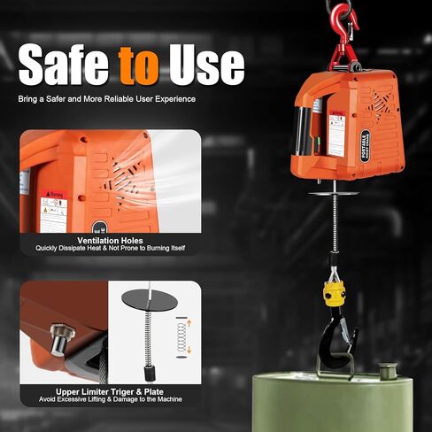 2 in 1 Electric Hoist Winch - 2200LBS 38FT 110V Manual, Wired and Wireless Remote Control for Factories, Warehouses, Garages, Etc in Saudi Arabia