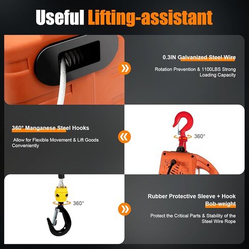 ونش رافعة كهربائي 2 في 1 - دليل 2200LBS 38FT 110V، جهاز تحكم عن بعد سلكي ولاسلكي للمصانع والمستودعات والمرائب، إلخ in Kuwait