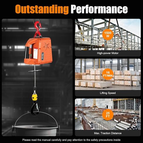 ونش رافعة كهربائي 2 في 1 - دليل 2200LBS 38FT 110V، جهاز تحكم عن بعد سلكي ولاسلكي للمصانع والمستودعات والمرائب، إلخ in Kuwait