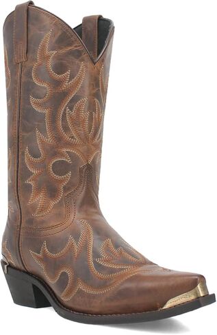 Laredo Mens Jameson Embroidered Snip Toe Casual Boots Mid Calf - Brown in Saudi Arabia