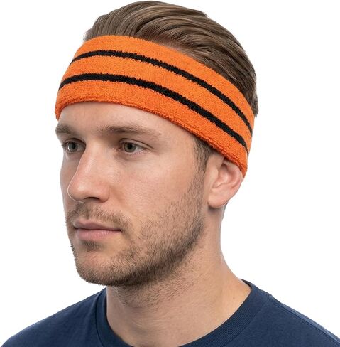 Couver HB799 Long Thick Wider Basketball Headband Terry Cloth with 2 Stripes, 1 Piece, in Saudi Arabia