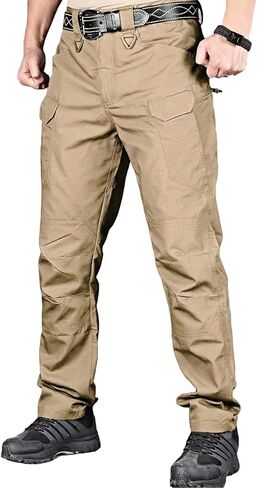 HYCOPROT الرجال سراويل للتسلق Ripstop طارد المياه خفيفة الوزن السراويل البضائع غير رسمية سريعة الجافة الجيش 10 جيوب العمل بنطلون in Kuwait