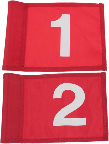 2pcs Numbered Golf Pin Flags Set, Portable Polyester Outdoor Practice Flags for Putting Green Training and Course Supplies, Red #1 and #2 in Saudi Arabia