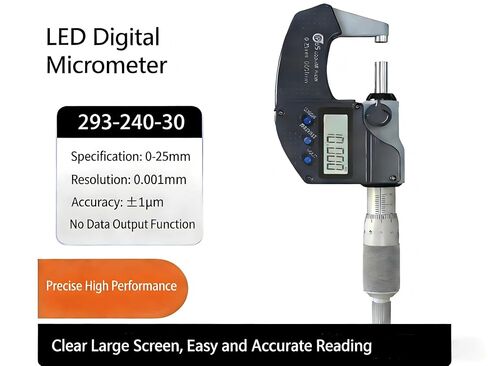 Micrometer for MITU.Toyo 293-340-30, 0-1 Range, 293-340 Outside Micrometer, 0-1 Range, 0.00005"/0.001mm Resolution, IP65, No Output, with Ratchet in Kuwait